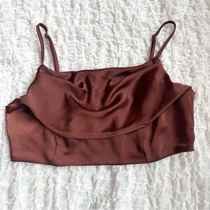 🤎Altar’d State Brown Satin Crop Cami Small